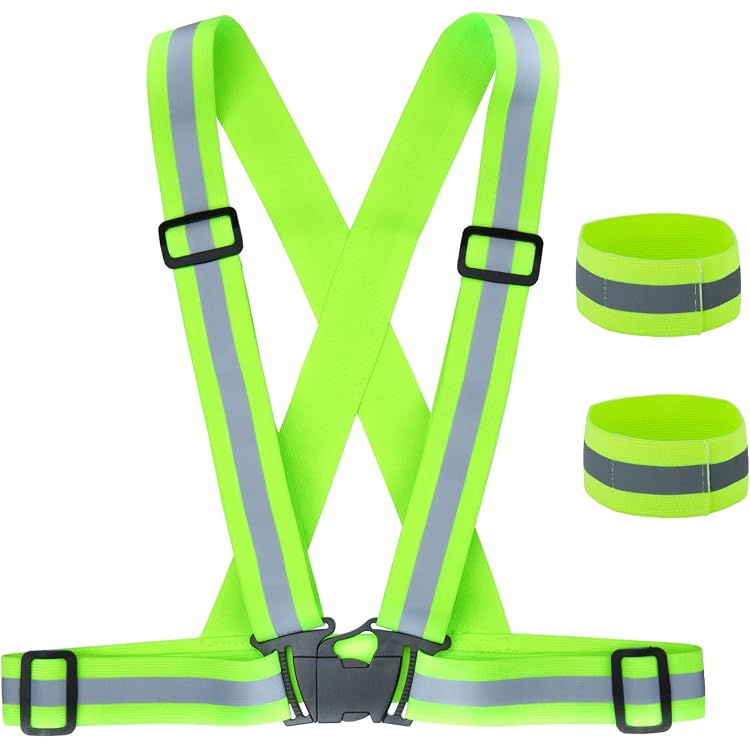 Kit Sécurité Vélo - 2 Gilets Réfléchissants + 4 Bracelets Fluorescents Unisexe Pour Cyclisme Et Course Nocturne