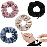 ZKGYUS 2 Stück Scrunchies Mit Reißverschluss-Tasche - Haargummi Mit Verstecktem Fach