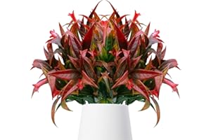 pangutheos 4 Piezas Plantas Artificiales Decorativas, Flores Artificiales de Plástico Plantas de Jardin Ramas Artificiales Rojo Arbustos para Decorativas Interior Exterior Jardín Sala