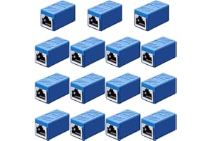 FRIENDA 15 Pieces RJ45 Coupler, Ethernet Extension Adapter Network Connector for Cat7/Cat6/Cat5e/Cat5 Ethernet Network Cable Coupler Female to Female (Blue)