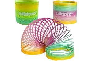 alldoro 60336 Trapplöpare, plast, spiralhopp, fingerleksak för barn från 3 år, 7 cm diameter, regnbågsspiral färgglad