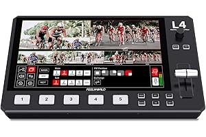 FEELWORLD L4 10.1 Pollice Touch Screen Video Switcher 10.1 pollice Touchscreen, Anteprima in tempo reale 5 Fonti di Ingresso PST PGM e Interfaccia Operativa