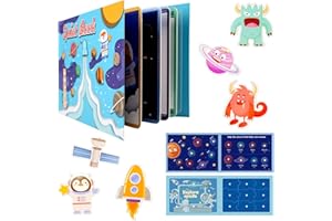 SEASBOES Montessori Quiet Book, książka sensoryczna, interaktywna książka, zabawka, spokojna książka Montessori Toddlers, puzzle, książka edukacyjna dla dzieci od 2 roku życia (kosmos)