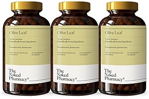 The Naked Pharmacy | Natural Olive Leaf Supplements | with Elenolic Acid & Prebiotic Moringa | High Strength | for Immune System | No Additives | Vegan | 180 Capsules