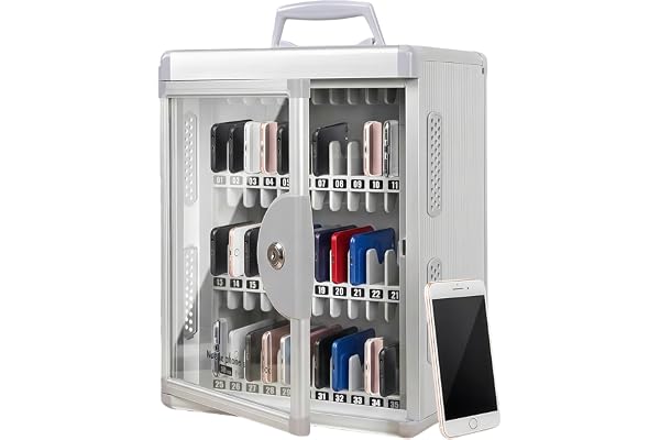 Kensbro Armoire de Rangement pour Téléphone Portable à 36 Emplacements, Casier de Stockage de Téléphone Portable Aluminium avec Serrure, Portable ou Montage Mural pour Salle de Classe, Bureau, Examen