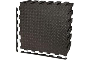 SAFRI Black Interlocking Non Slip Floor Matting suitable for Gym Garage Workshop Office Home Playroom Outdoor/Indoor Soft Foam Flooring Mats Tiles 60x60cm (6 Mats)