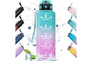 HoneyHolly Borraccia, 1.5L Borraccia Acqua, Borraccia Motivazionale con Cannuccia, Borraccia Palestra, A Prova di Perdita, Bottiglia Acqua per Scuola, Palestra, Campeggio, Ciclismo, Yoga