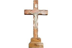 Jerusalem Olive Wood Crucifix on Stand, 12.7 cm, from Bethehem