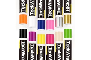 TECKWRAP Rouleaux de vinyle adhésif permanent, arc-en-ciel – 30,5 cm x 1,5 m – 12 couleurs – Rouleaux de vinyle adhésif permanent pour Cricut, Silhouette, Cameo, panneaux, scrapbooking, travaux