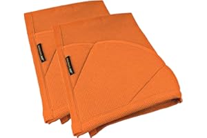 Rachael Ray Kitchen Towel, Oven Glove Moppine - 2-in-1 Ultra Absorbent Kitchen Towels with Heat Resistant Padded Pockets Like Pot Holders and Oven Mitts to Handle Hot Cookware - Burnt Orange, 2 Pack