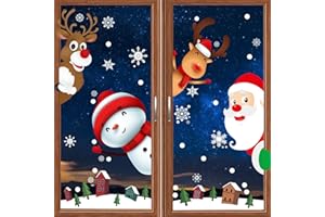 JAOUCUE Fensterbilder Weihnachten Weihnachten Fenstersticker Fensteraufkleber Fensterdeko Weihnachten Dekoration Xmas Winter Dekorationen Weihnachtliche Fensterbilder