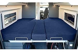 ‎LIVING AIR LIVING AIR Wohnmobil Spannbetttuch Set 3 teilig - Wohnmobil Zubehör - geeignet für alle FIAT Ducato, Citroen Jumper, Peugeot Boxer (Wohnmobile/Caravan/Wohnwagen) - Wohnmobil Spannbettlaken (Blue)