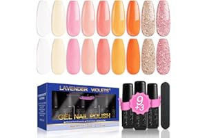 ‎LAVENDER VIOLETS Lavender Violets Gel-Nagellack-Set Herbst Farben UV-Nagellack LED Base Coat matt-n No Wipe Top Coat 9+3 Pastell Shellac Gelnägel Maniküre Geschenkset C963A