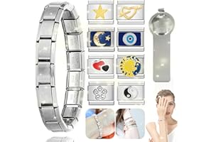 dcas 10-Teiliges Set Italienische Charms Edelstahl Modul Armband, Abnehmbar Italienisches Charm, Diy Abnehmbar Module Für Italienische Armbänder, Classic Italian Style Charms Für Damen