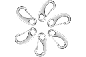 Homgaty Ganchos de chupito, 6 Unidades, Acero Inoxidable, Clip de Escalada, mosquetón, mosquetón, 100 kg, Fuerza de Carga, Elementos de conexión de Primavera para montañismo, Camping