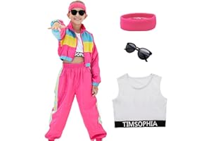 Ezuwail 80er Jahre Outfit Mädchen Kostüm, Hip Hop Outfit Mädchen Kinder, Tanzkleidung, Jogginganzug, Jacke Hosen Set, Faschingskostüme