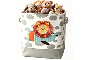 Beauenty Rectangle Laundry Basket Storage Bins for Kids, Toys Storage Bins for Boys and Girls, Storage Baskets for Toys with Handle, Perfect for Nursery Room Kidsroom,Playroom, Lion (35 x 25 x 40cm)