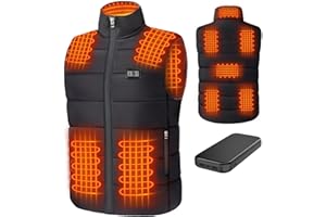 veorkide Gilet Chauffant pour Hommes et Femmes - Veste Chauffante avec 8 Zones de Chauffage Indépendantes & 3 Niveaux de Température avec Batterie 16000mAh Étanche au Vent Durée Veste