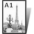 Stunning Large A1 Photo Poster Certificate Frame (59.4 x 84.1 cm) with Backboard and Styrene Included for Portrait and Landscape Display Wall Hanging -Black