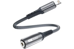 Basesailor Adapter gniazda słuchawkowego iPhone Lightning na 3,5 mm, certyfikowany przez MFI, nylonowy pleciony konwerter audio Apple na Aux Dongle do iPhone'a 14, 13, 12, 11 Plus, Pro Max SE Xs Xr X