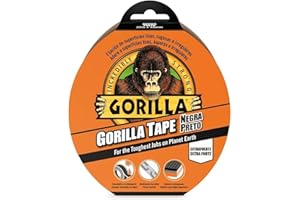 Gorilla Tape - Cinta Americana Negra, 32m x 48mm | Agarre Extrafuerte en Superficies Rugosas e Irregulares | Multiusos y Resistente al Agua