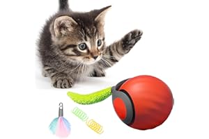 HAOKELAI Speedy Tail Cat Toy, Speedy Tail 2.0, 2025 New Smart Interactive Cat Toy with 2 Modes, Automatic Moving Cat Toy Ball, USB Rechargeable Smart Cat Toys Ball for Indoor Cats, Cat Interactive Toy (Orange)