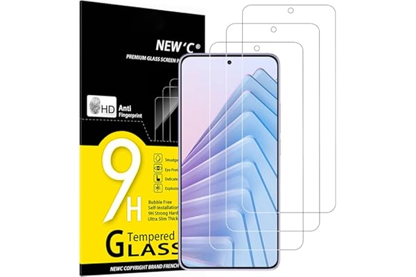NEW'C 3 Piezas, Protector Pantalla para Xiaomi Redmi Note 14 5G/4G, (no compatible con Xiaomi Redmi Note 14 Pro 5G) Cristal templado Antiarañazos, Antihuellas, Sin Burbujas, Ultra Resistente