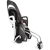 HAMAX Caress Fahrradkindersitz mit Gepäckträger-Halterung, Weiss-Grau, Einfache Installation, Sicher und Bequem, Caress Gepäc