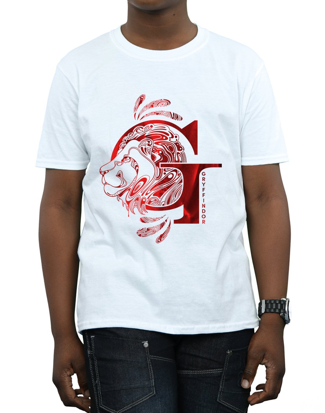 Absolute-Cult-Harry-Potter-Jungen-Gryffindor-Lion-T-Shirt