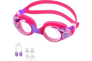 JATEKA Children's Swimming Goggles, Diving Goggles for Boys and Girls, Anti-UV Protection, No Leak, Anti-Fog, Waterproof Swimming Goggles Set with Ear Plugs and Nose Clip