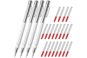 HINGTAI 4 Pcs Tungsten Carbide Etching Tool with 20 Replacement Tips, Aluminum Carbide Engraving Pen with Clip, for Glass, Ceramics, and Hardened Steel