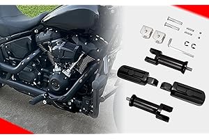 WOWTK Repose-pieds passager avec kit de montage pour Harley Davidson Softail Deluxe Fat Boy Heritage Sport Glide Softail 2018 2019 2020 Slim Street Bob Breakout Low Rider, noir brillant