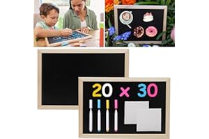 HCUNBSU 2 Stück Kreidetafel mit Holzrahmen Sets, 20 x 30cm Schiefertafel zum Beschriften mit 4 Kreidestifte für Tafel Abwaschbar und 2 Reinigungstuch, Kreidetafeln für Kinder Buffet Party Schule