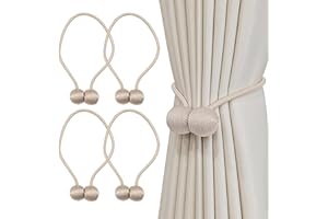 TEL CHARME * Magnetische Vorhang Raffhalter 4 Stück, Gardinen Raffhalter Schwarz Gardinen Halter mit Magneten, Vorhang Halter Raffhalter für Gardinenklammern Vorhänge Zuhause, Büro, Dekoration (Beige)