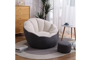 LDIW Pouf a Sacco Puff Poltrona (senza Imbottitura) Per Divano E Poltrona, Per Camera Da Letto, Soggiorno, Interno Cuscino Da Lettura,Beige gray stitching