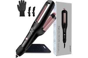 janelove Hair Waver for Short Hair - Adjustable Hair Curler for Beach Waves,4-in-1 Wavy Styles Choices -22mm-25mm-28mm-32mm Curling Wand