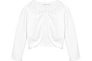 Bolerose Girls Long Sleeve Floral Lace Bolero Cardigan Kids Shrug Cover Up