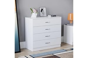 Vida Designs Riano 4 Drawer Chest of Drawers, Metal Handles & Runners, Anti-Bowing Drawer Support, Bedroom, Nursery Furniture, White
