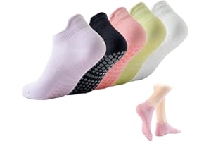 Arvoni 5 Pares Calcetines Yoga Pilates Comodos, Calcetines Antideslizantes para Mujer con Suela de Goma, Puntos Antideslizante Transpirables Ideales para Fitness, Ballet y Entrenamiento en Casa