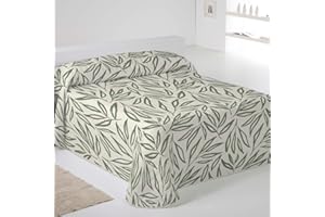 NATURALS ICEHOME - Colcha Bouti Estampada o Lisa para Verano y Entretiempo- Microfibra Extra Suave - Acolchado a Rombos - Cubrecama Reversible (Ziva Green, Cama 150)
