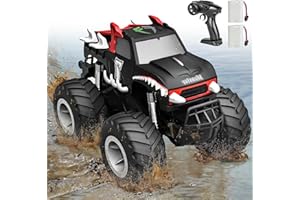 KADAYAYA Remote Control Car 1:16 RC Monster Truck for Kids6 7 8 9 Years 2.4GHz 4WD Water Proof Crawler With 2 Rechargeable Batteries All Terrain Amphibious Hobby RC Vehicle Gift for Boys 7-9 Years Old