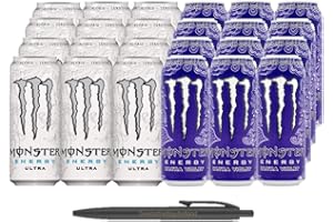 Energy sans sucre: 1x12 Monster Ultra Violet et 1x12 Monster Ultra White (total 24 x 0,5 L cannette) Incl. stylo FiveStar gratuit