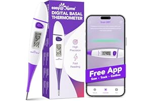 Thermomètre Numérique pour Adults, Easy@Home Basal Digital Thermomètres pour le suivi d'ovulation, Rapide et Précis, Fonction Mémoire & Signal Acoustique, Commutable ℃/℉, Violet(Non Bluetooth)