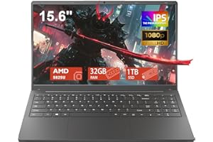 CYCLUS 15.6 Pouces Ordinateur Portable Gaming Laptop R7 5825U Processor (2,0 à 4,5 GHz 8C/16T), Vega 8 Graphics, 32GB RAM 1TB SSD, Clavier Rétroéclairé/Webcam/Type-C, Clavier AZERTY