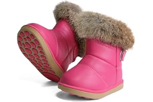 WYSFLY Stivali da neve da bambina per bambini Stivali con fodera in pelliccia sintetica per bambini Scarpe basse per appartamenti invernali Stivaletti caldi per bambino