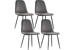 ‎JYMTOM JYMTOM Esszimmerstühle Wohnzimmerstuhl Sessel mit Rückenlehne Sessel Stuhl Scandinavian Vintage Künstlich aus künstlichem Wildleder mit Stahlbeinen in Schwarz (4, grau)