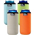 WK IEASON 12oz Slim Can Sleeves Insulators Neoprene Slim Can Covers 12OZ Beer Bottle Sleeves Coolers Holder Non-Slip Neoprene Can Coolier (12OZ Slim, Green/Orange/Grey/Light Blue)