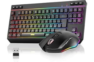 RedThunder K20 TKL Tastiera Wireless Gaming,Batteria Ricaricabile con Retroilluminazione RGB Regolabile,QWERTY Layout IT compatto con 6 tasti multimediali dedicati,USB Tastiera per PC/Laptop(Nero)
