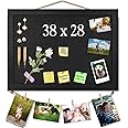 origreen Black Bulletin Boards Cork Board with Felt, 38x28cm Small Display Pin Board Vision Board for Walls, Jewelry, Notes, Collection, Photos, Office, Wood Framed(Black) & Felt(Black), 1pc, UK