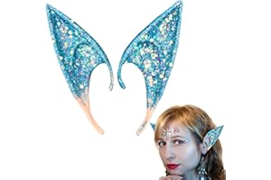 CLDURHGE Avantar Kostüm Elf Ears Cosplay Avantar Ohren 12cm Elfenohren Zubehör Halloween Partydekorationen Zubehör Karnevalskostüm -Blauer Glitzer